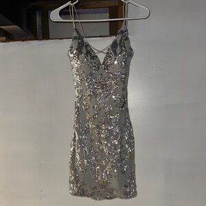 Elegant Silver Sequin Homecoming Dress